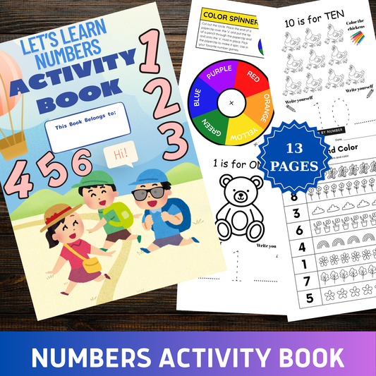 Let’s Learn Numbers – Printable 1 to 10 Activity & Coloring Book (A4 PDF)